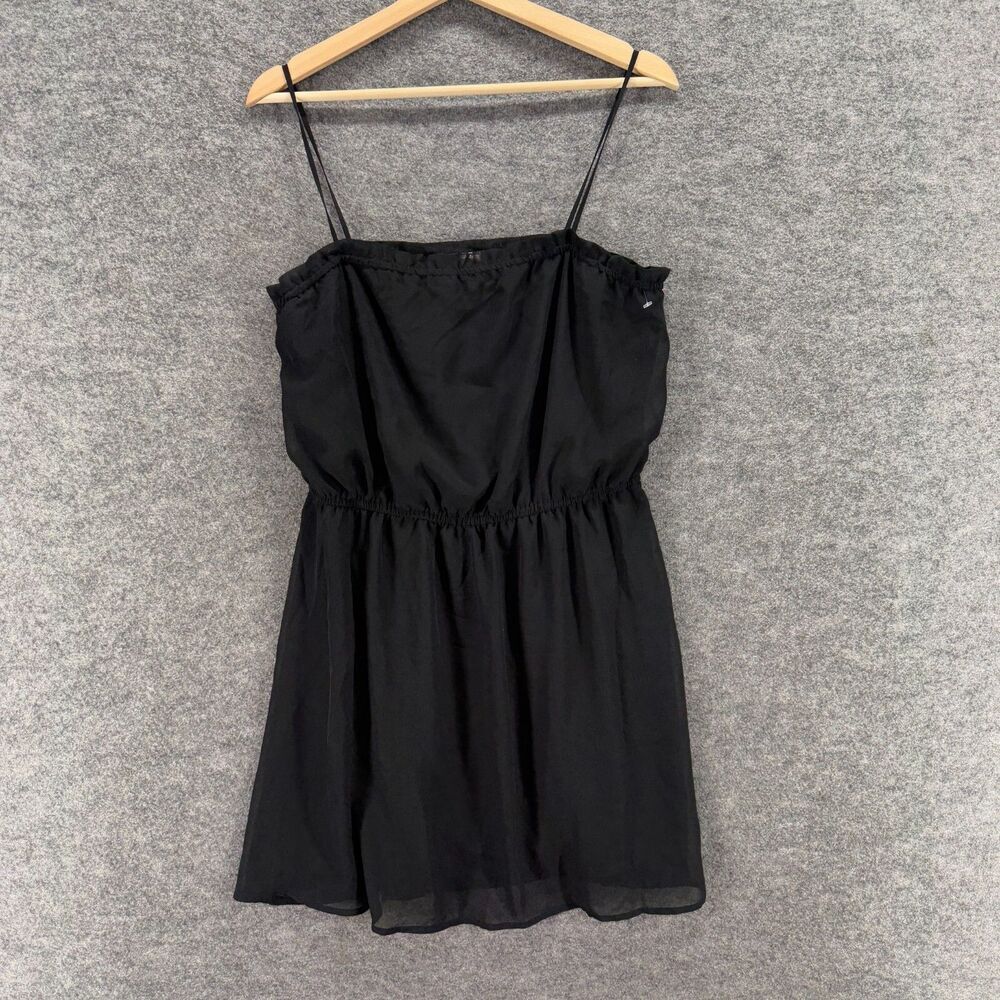 Divided Dress Women 14 Black Sheath Short Lined Sleeveless Square Neck Casual